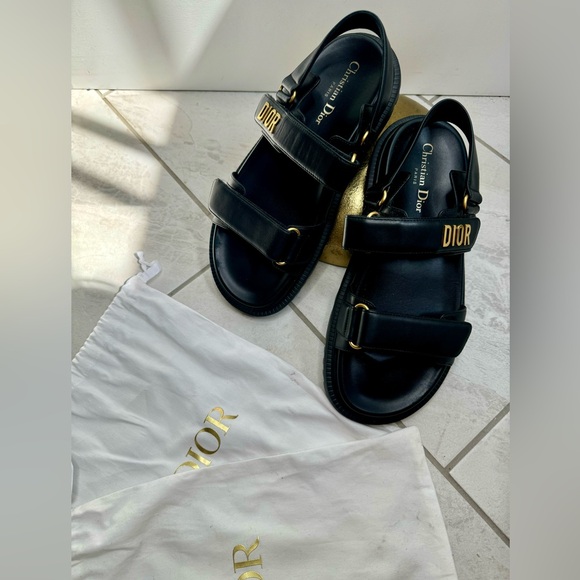 Authentic Christian Dior Women's DiorAct Black Lambskin Sandals - Picture 5 of 16